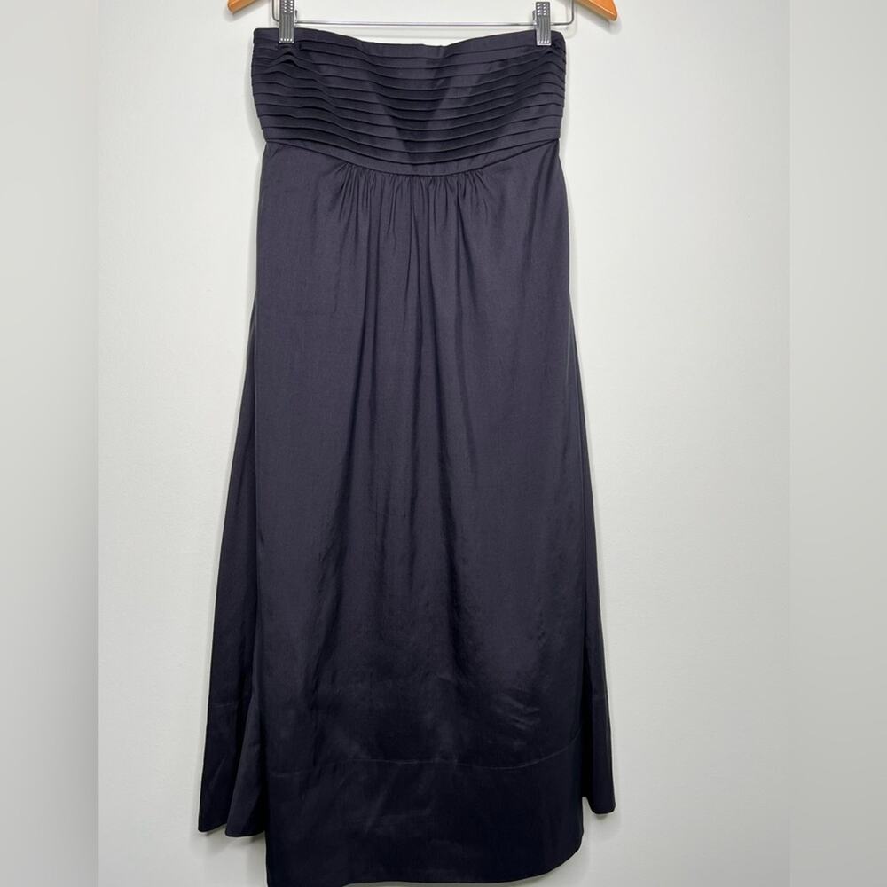 Banana Republic Silk Black Strapless Midi Dress Empire Waist Size 0